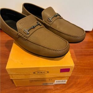 Tod's Tan Leather Slip-On Loafers for Men
